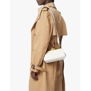 New REIKE NEN Pebble Mini Shoulder Bag Lizard emb Leather Cream Color Kiss Lock